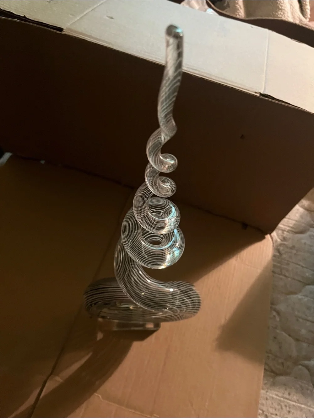 Elegant Silver Spiral Glass Wall Decor - Contemporary Accent 20 Inch